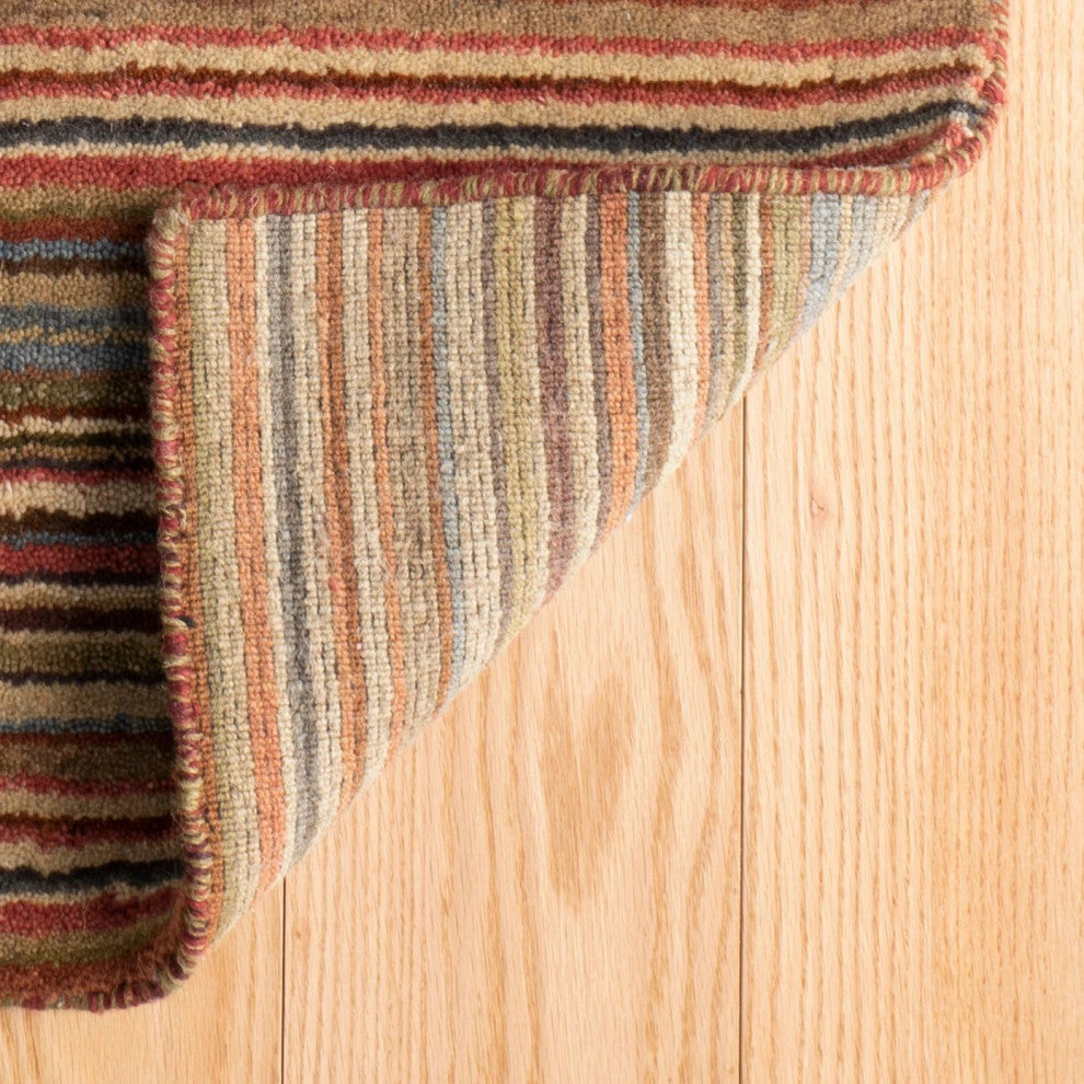 Dash & Albert Brindle Stripe Spice Hand Loom Knotted Wool Rug, Multi, 2' x 3'