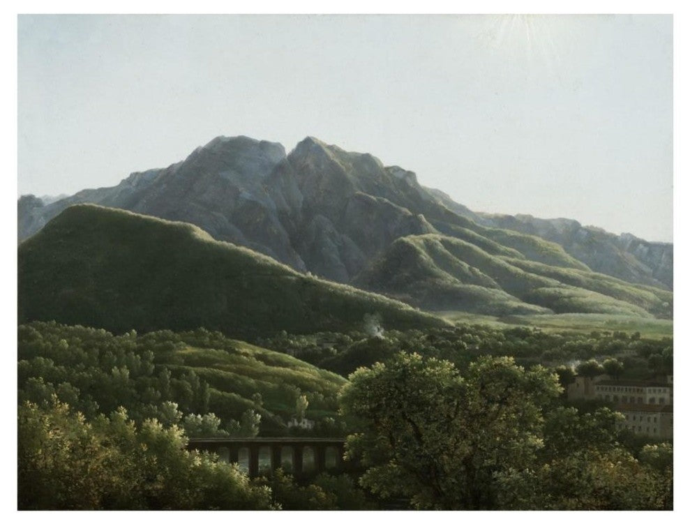 "Bridge and Part of the Town of Cava, Kingdom of Naples" Paper Art, 34"x26"