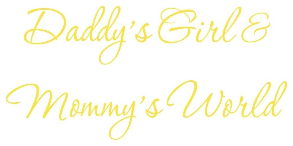 VWAQ Daddy's Girl and Mommy's World Yellow Nursery Wall Decal Quote Vinyl -V3