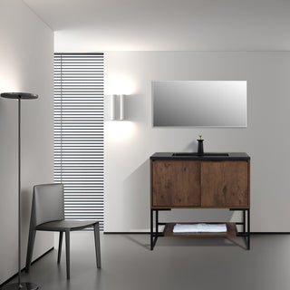 Freestanding Bath Vanity Set, Rose Wood, Integrated Solid Surface Sink, 36"