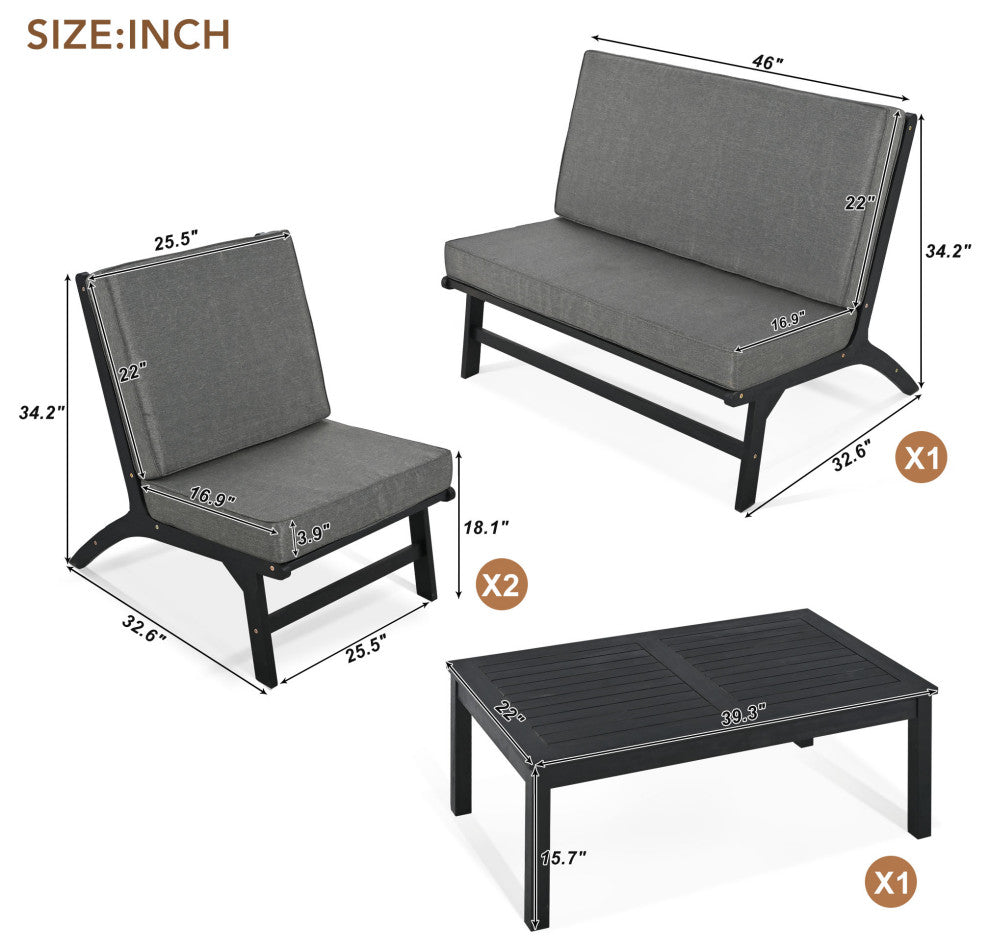 Gewnee 4-Piece V-Shaped Seats Set