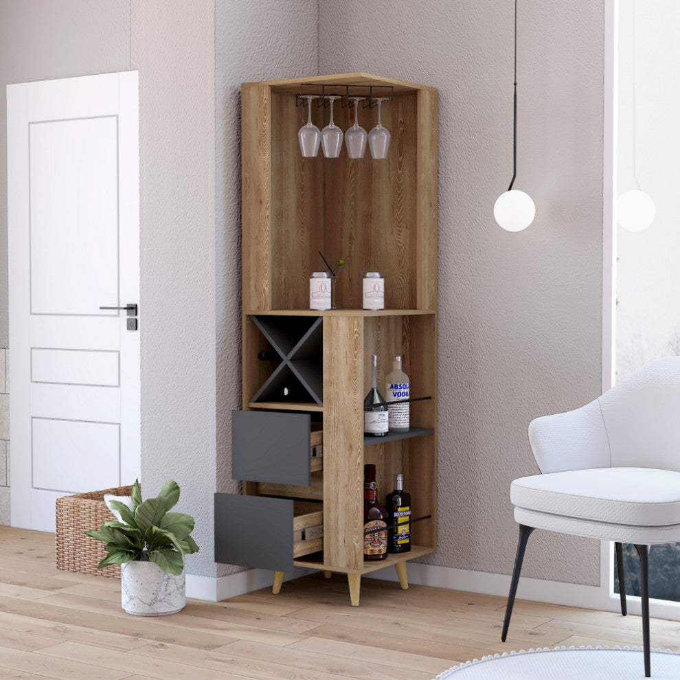 Corner Bar Cabinet Caguas, Living Room, Pine / Matt Gray