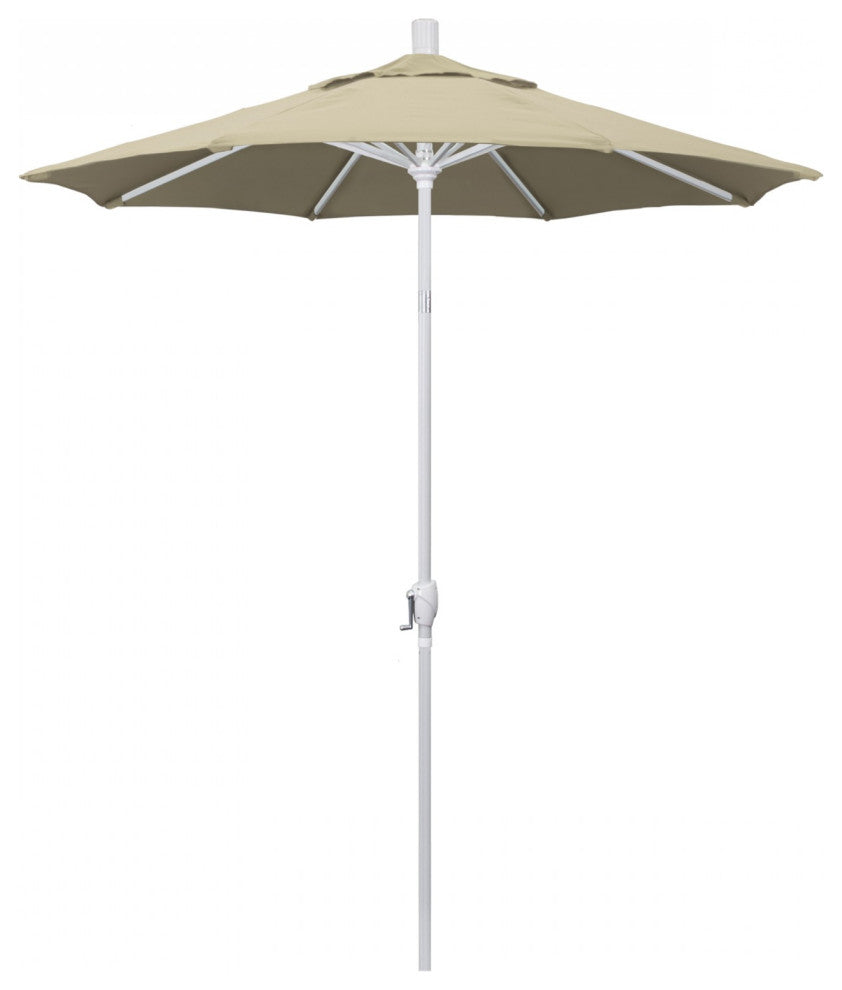 6ft. Matted White Aluminum Market Umbrella Push Button Tilt Antq Beige Sunbrella