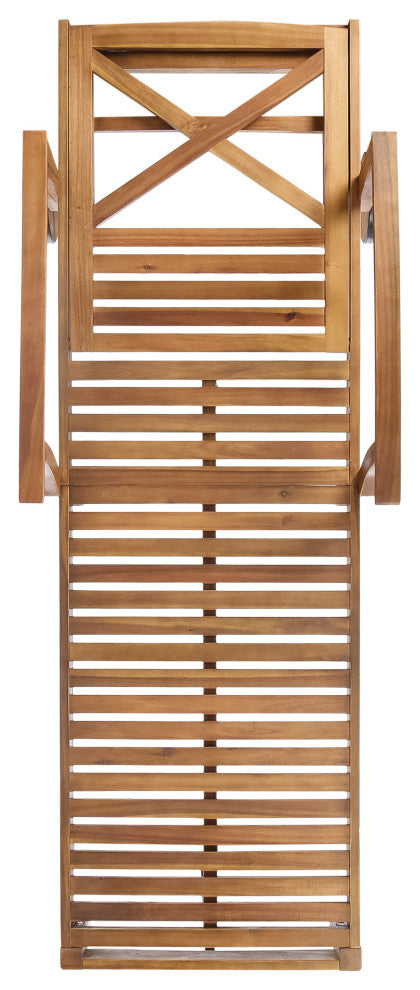 GDF Studio Thalia Outdoor Teak Finished Acacia Wood Chaise Lounge, Set of 2