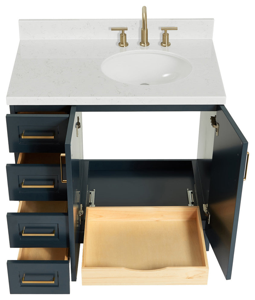 Ariel Taylor 36" Right Offset Single Oval Sink Bathroom Vanity