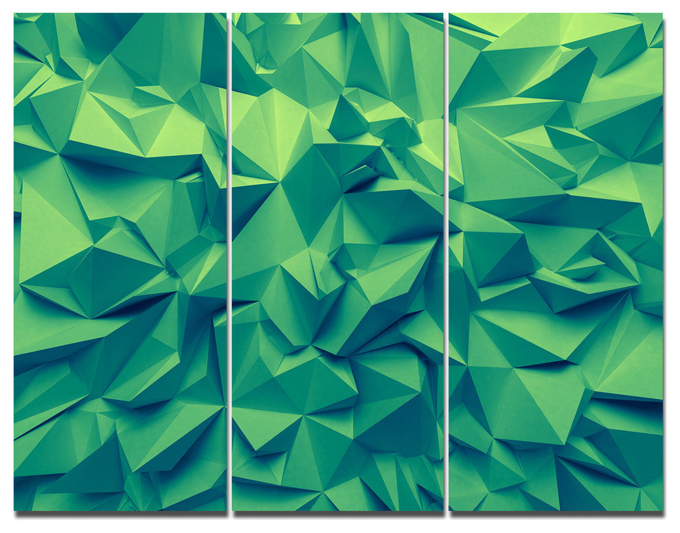 Trendy Emerald Green Background, Abstract Triptych Canvas Print, 36x28, 3 Panels