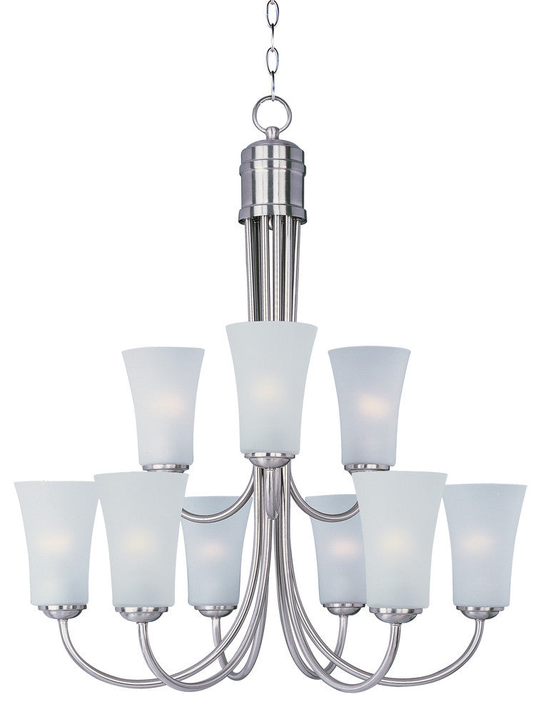 Logan 9-Light Chandelier, Satin Nickel, Frosted