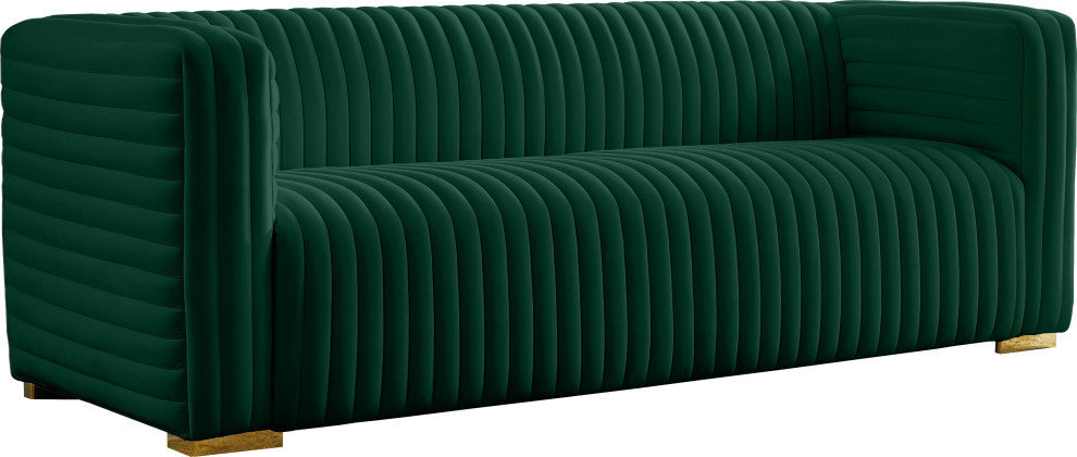 Ravish Velvet Upholstered Chair, Green, Sofa
