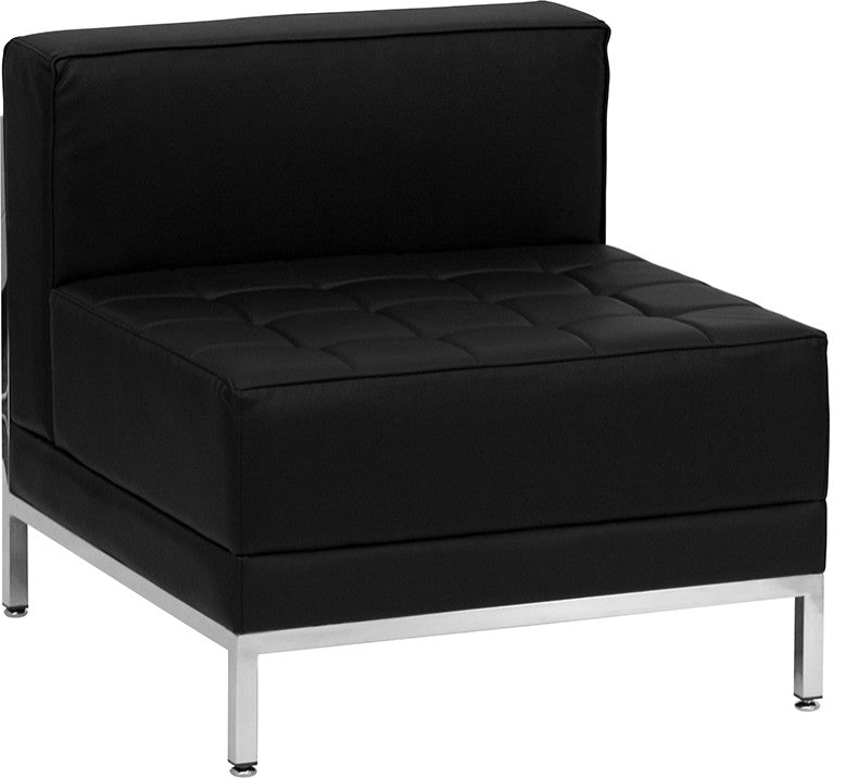 Modern Black Leather Middle Chair