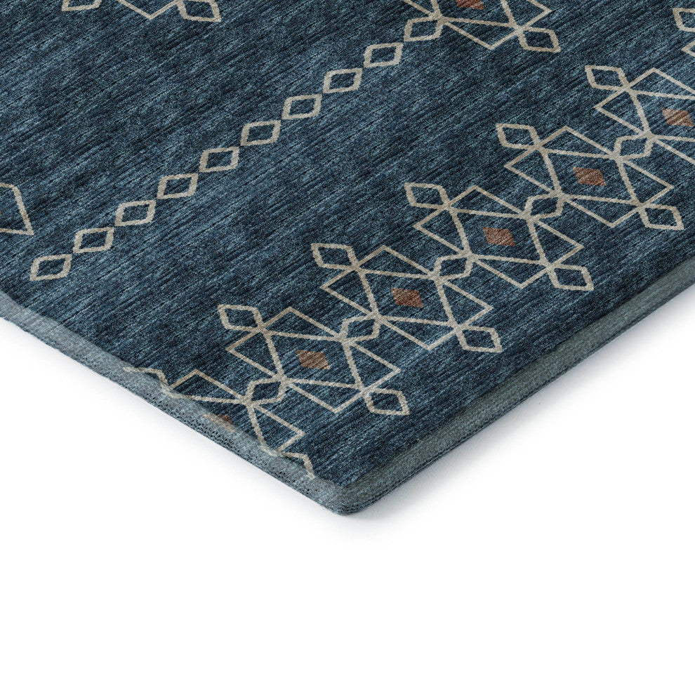 Addison Premium Washable Mayfield AMF109 Blue 8' x 8' Round Rug