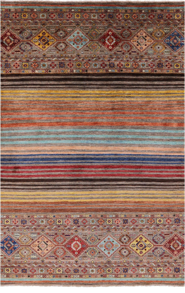 Hand-Knotted Super Kazak Khorjin Rug 5' 9" X 8' 6" Q7405