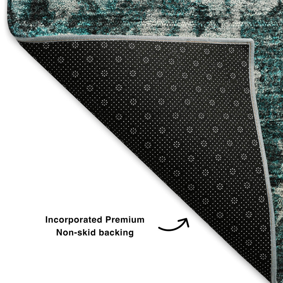 Premium Machine Washable Mayfield AMF651 Teal 9' x 12' Rug