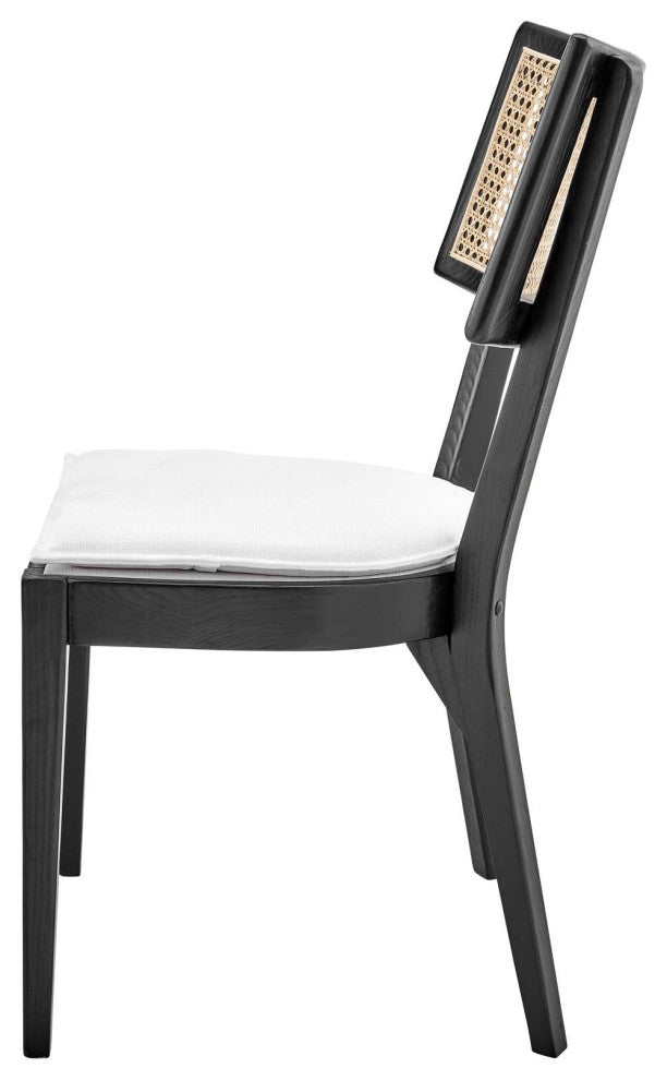 Side Dining Chair, White Black, Wood, Modern, Kitchen Cafe Bistro Hospitality