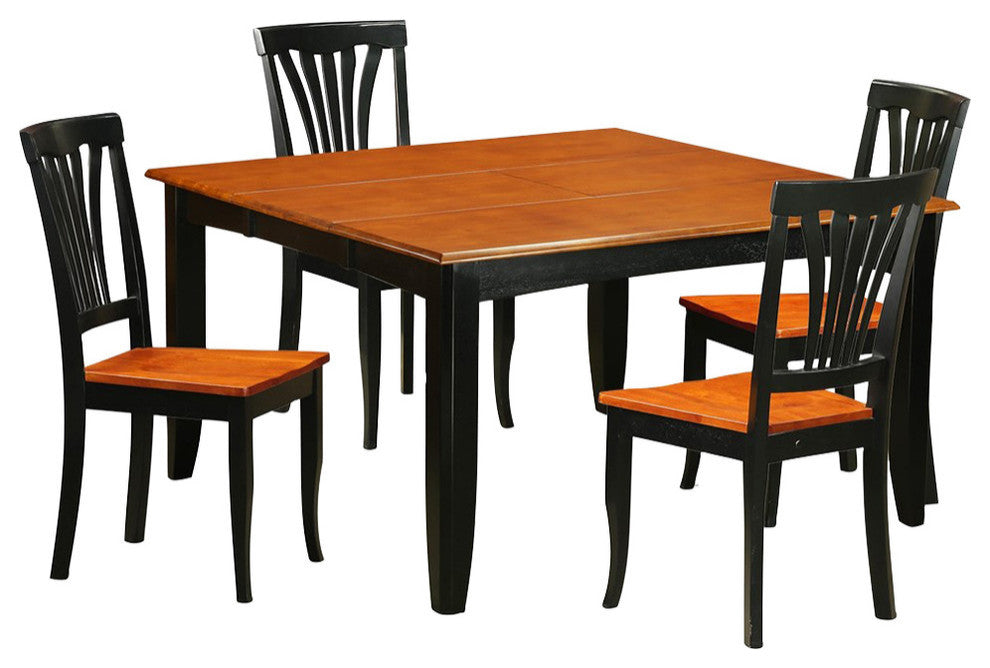 Valerie Dining Table Set, Black and Cherry, 5 Pieces, Wood