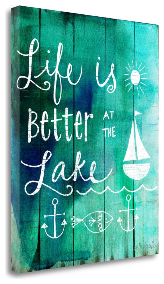 16" Lakeside Living Signage Print on Gallery Wrap Canvas Wall Art