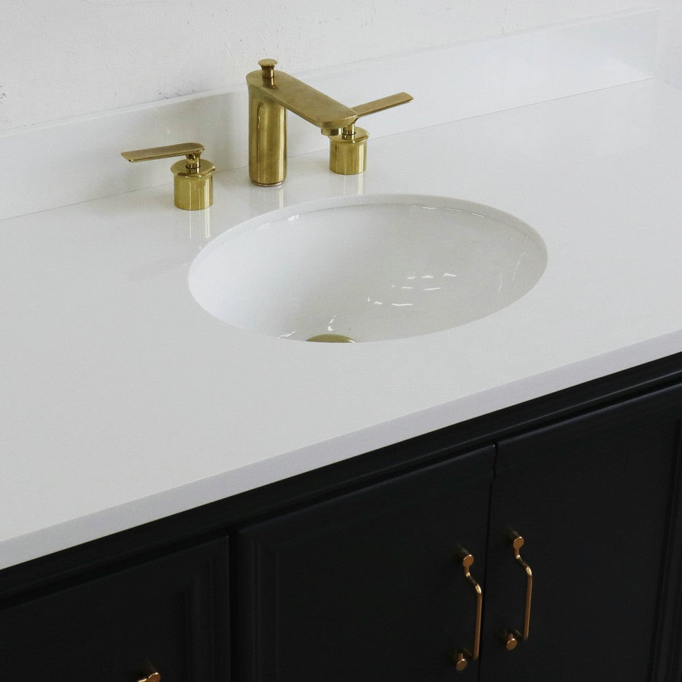 49" Single Sink Vanity, Dark Gray Finish With Engineered Stone Top and Oval Sink