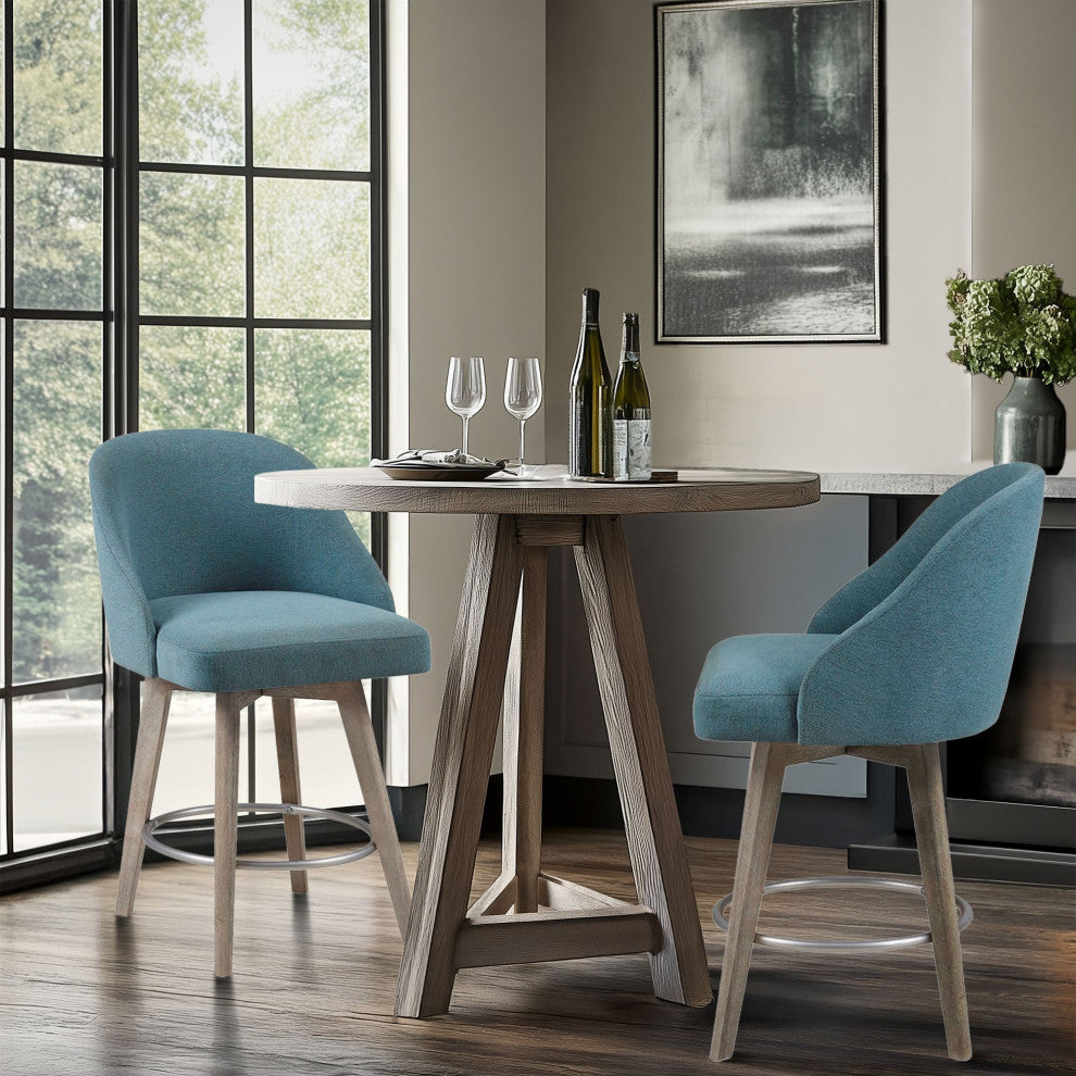 Madison Park Pearce Swivel Stool Barrel Style, Teal, 25.75" Counter Stool