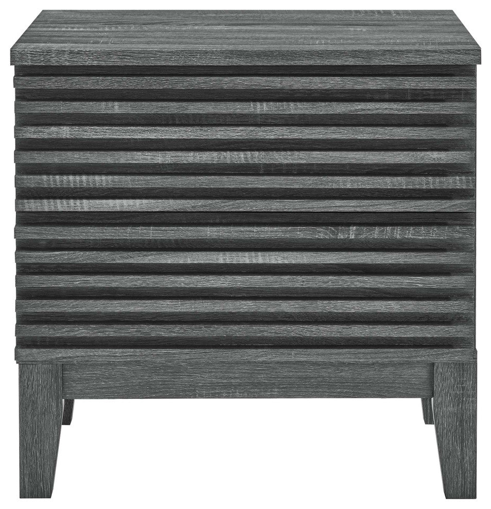 Render Two-Drawer Nightstand, Charcoal