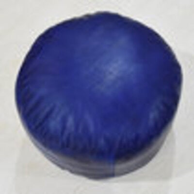 Poufs-Solid Goat Leather Pouf, Handmade (Recycled Cotton Fill), [Round)14x14x14