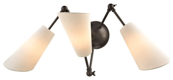 Buckingham 3-Light Wall Sconce, Old Bronze Finish, Off White Linen