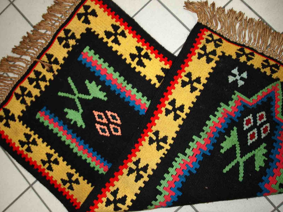 Handmade Vintage prayer Turkish Anatolian Kilim, 2.2'x4.4', 67cmx135cm 1970s