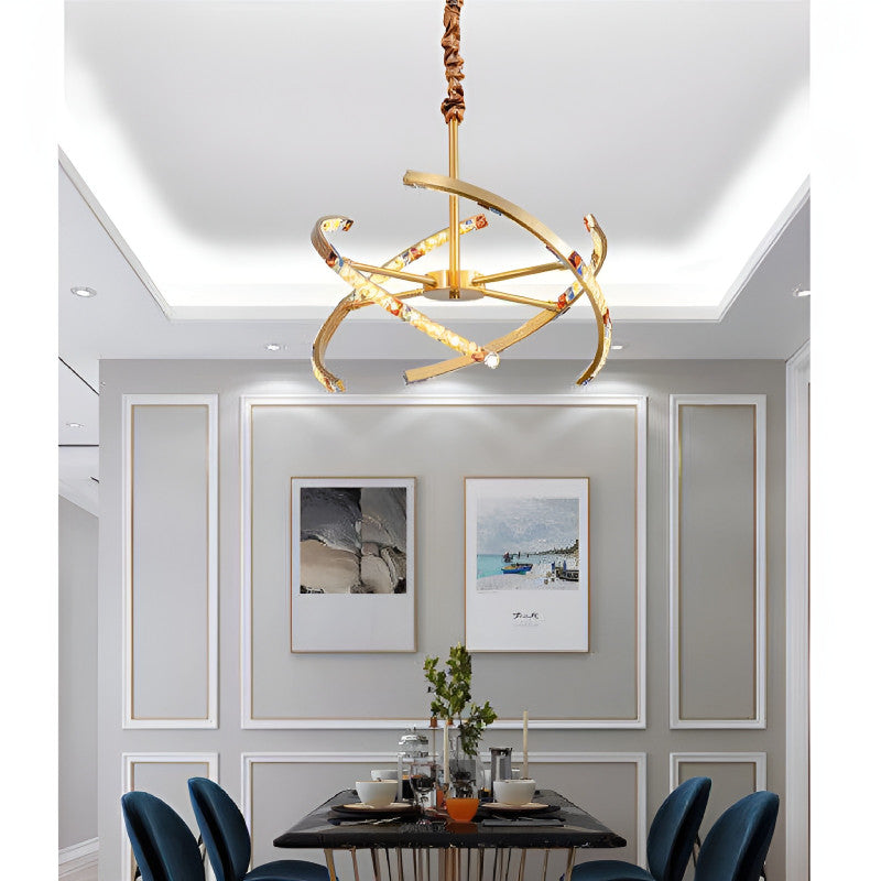 Arnasco | Creative Spherical Copper Crystal Chandelier, Clear Crystal, 26''