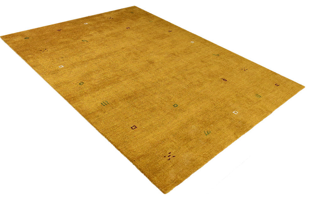 Hand Knotted Loom Silk Mix Area Rug Contemporary Gold