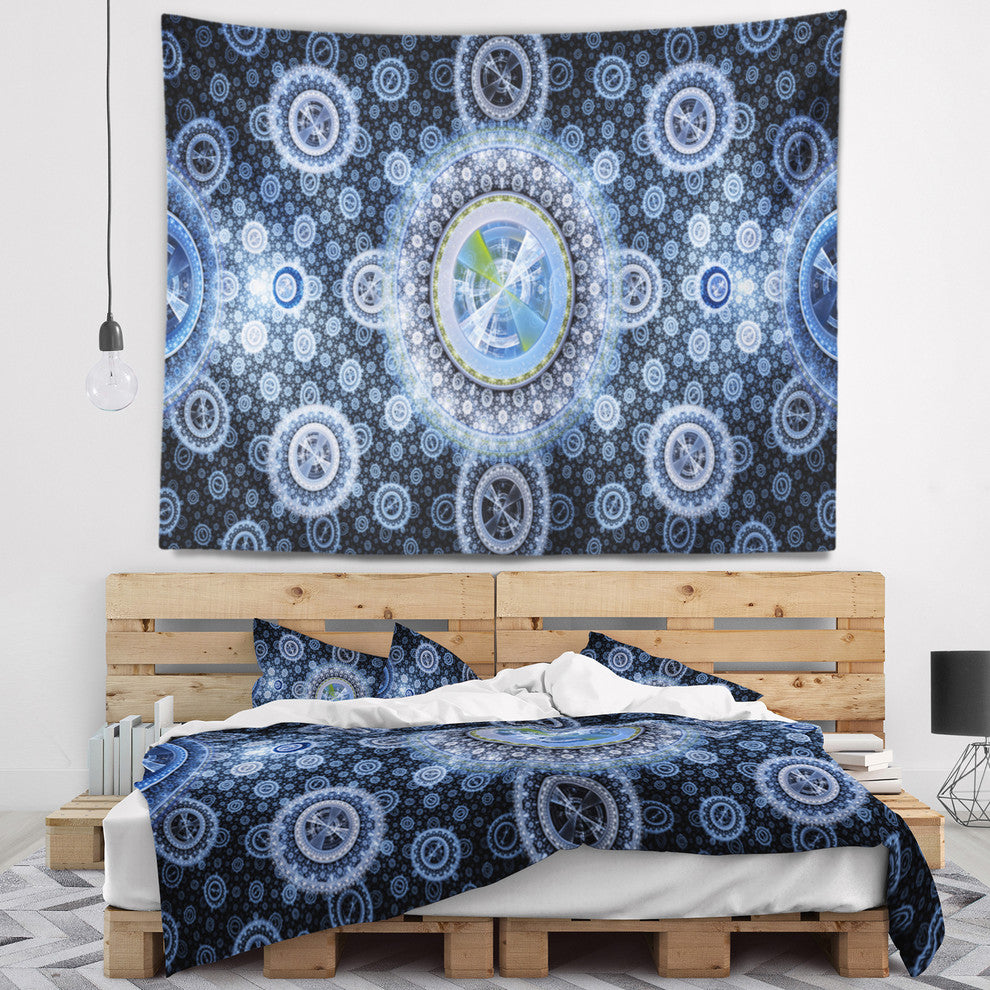 Clear Blue Psychedelic Relaxing Art Abstract Wall Tapestry, 39"x32"