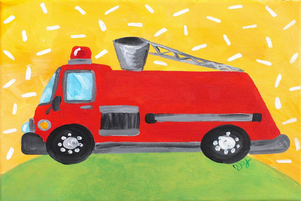 Marmont Hill, "Transport Fire Engine" by Nicola Joyner on Wrapped Canvas, 18x12