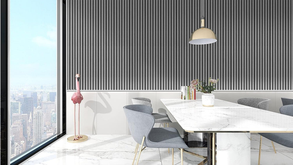 Acoustic Wood Wall Panels | Soundproof Paneling For Wall Decor, Grey, Pack of 6, Acoustica