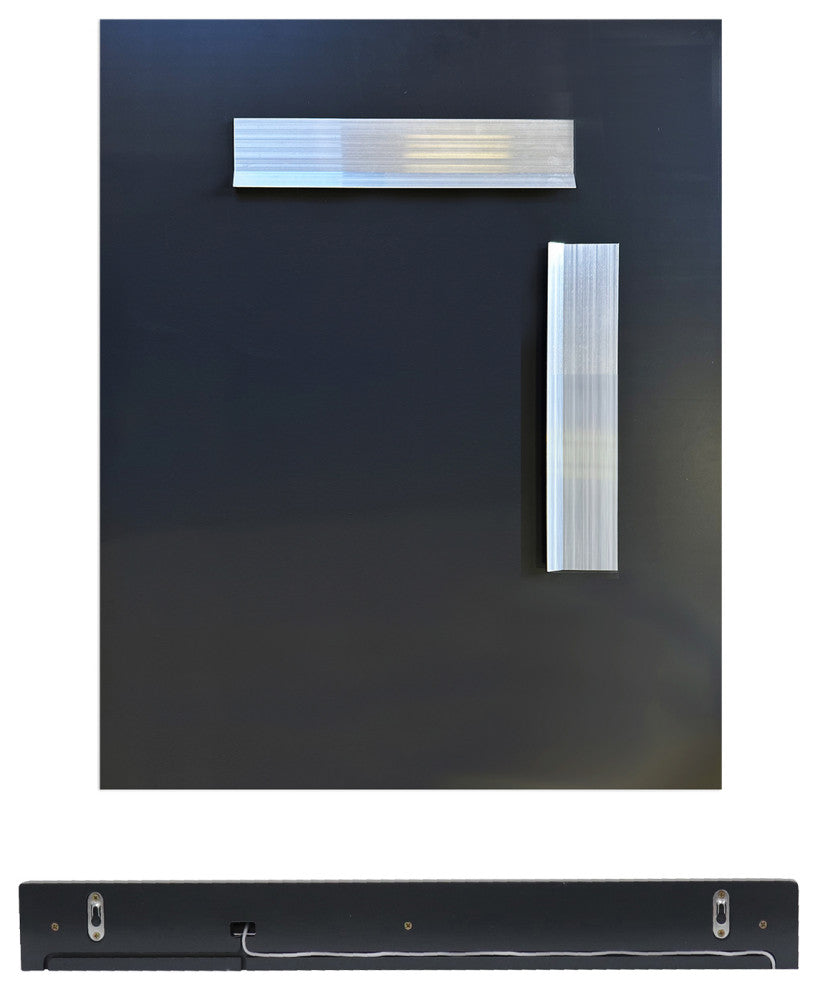 30" Dark Gray Wireless Charging Shelf and Frameless Mirror Set