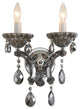 13.8" Chrome Metal Wall Sconce With Clear Crystals, Smoke Crystal