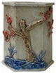 Chinese Distressed White Porcelain Blossom Graphic Hexagon Holder Vase Hws1771