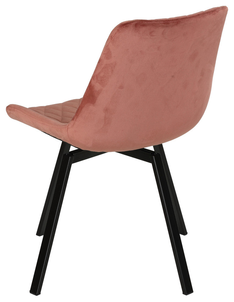 Cortesi Home Milani Swivel Dining Chairs, Blush Pink Velvet, Set of 2