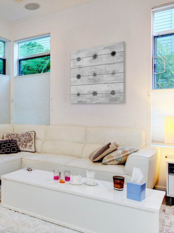 "Grey Flowers" Wall Art on Wood, 40"x40"