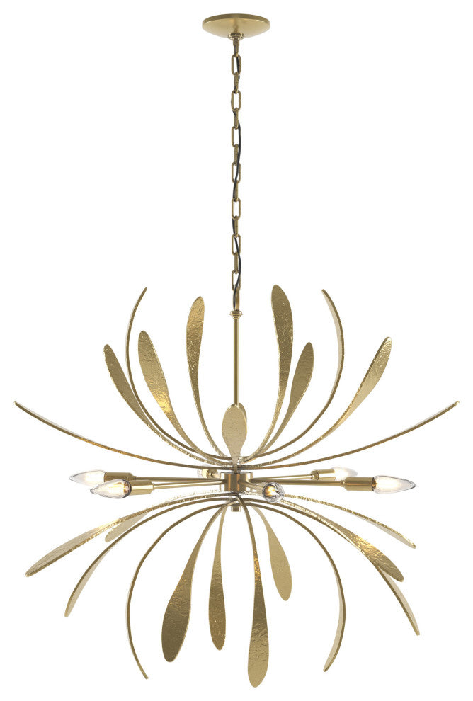 Dahlia Chandelier, Modern Brass Finish