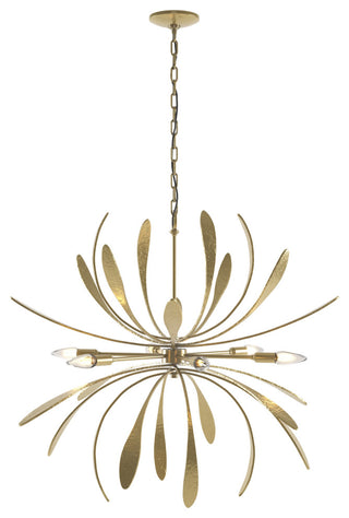 Dahlia Chandelier, Modern Brass Finish