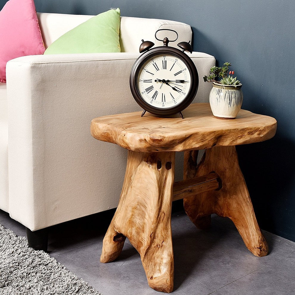 Natural Wood Indoor/Outdoor Stool Cedar Garden Bench
