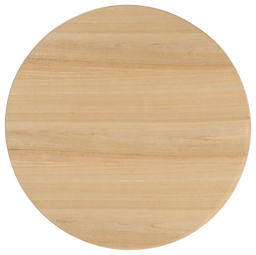 GDF Studio Evangeline Finished Wood End Table With Faux Wood Overlay, Natural Oak