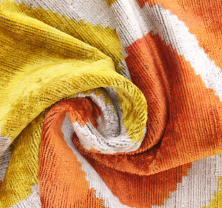 Fall Silk Velvet Throw Pillow, 16x24, Orange and Yellow with Insert