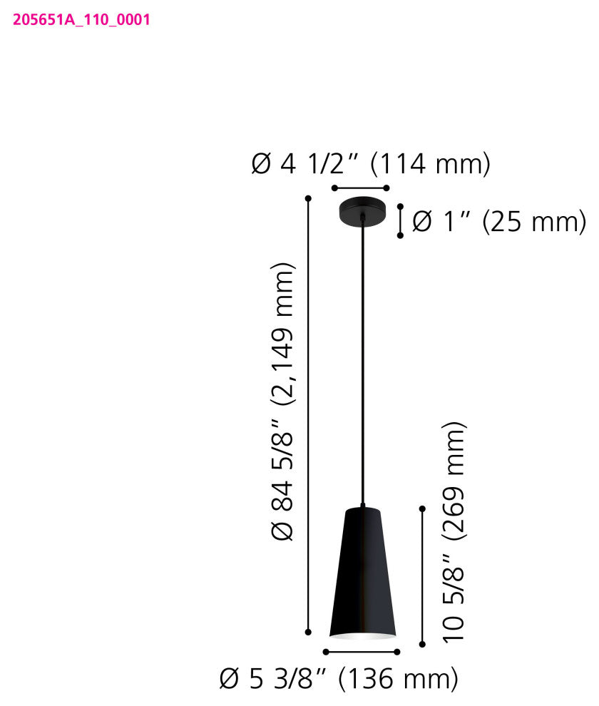 Pratella 1-Light Mini Pendant, Structured Black, Structured Black Shade