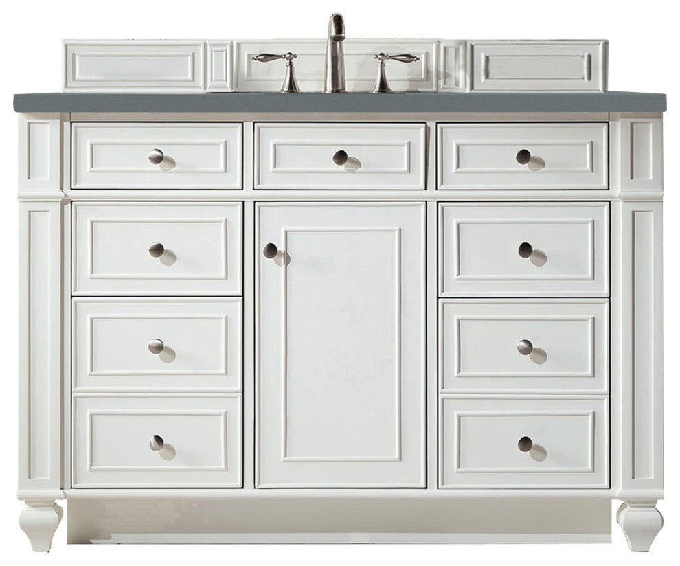 James Martin 157-V48-BW-3CBL Bristol 48" Single Vanity Bright White Quartz Top