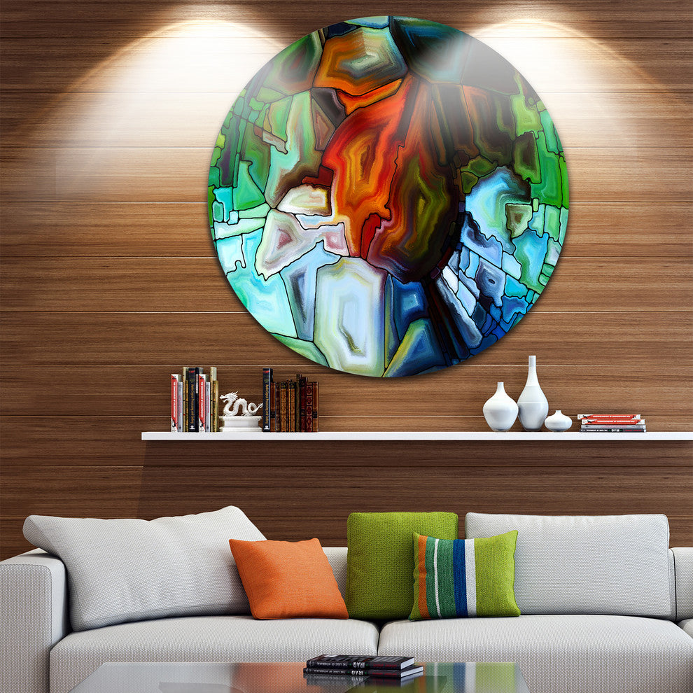 Abstract Stained Glass Design, Abstract Round Wall Art, 38"