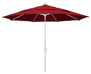 11' Matted White Collar Tilt Crank Aluminum Umbrella, Red Pacifica