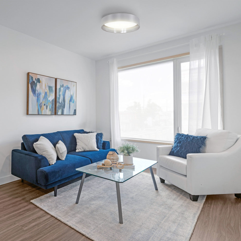 LED Ceiling Light With Grey and Sliver Finish and White Plastic Diffuser