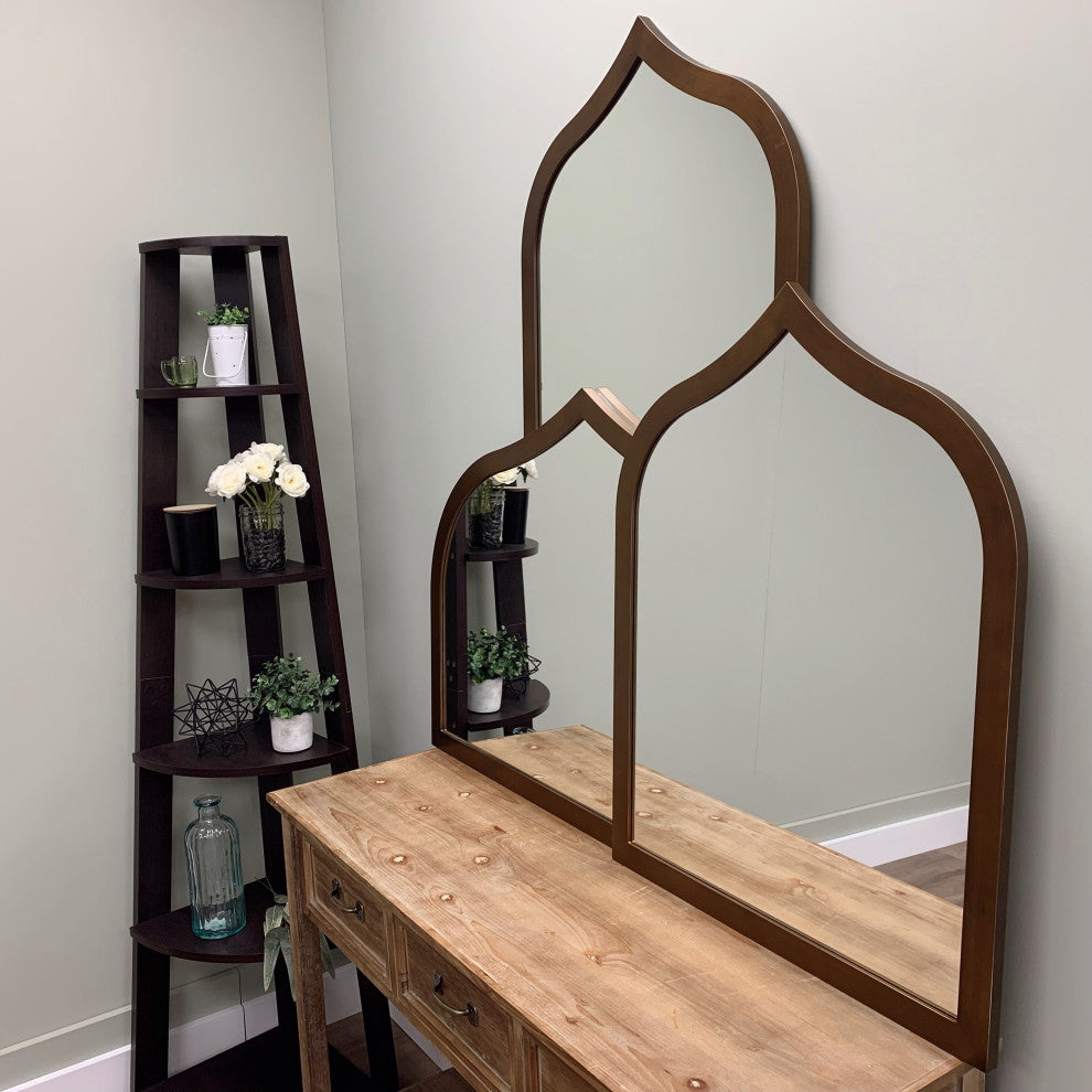 Verdon Framed Mantel Mirror, Teardrop Cathedral, 38.4"x27.4", Autumn Bronze