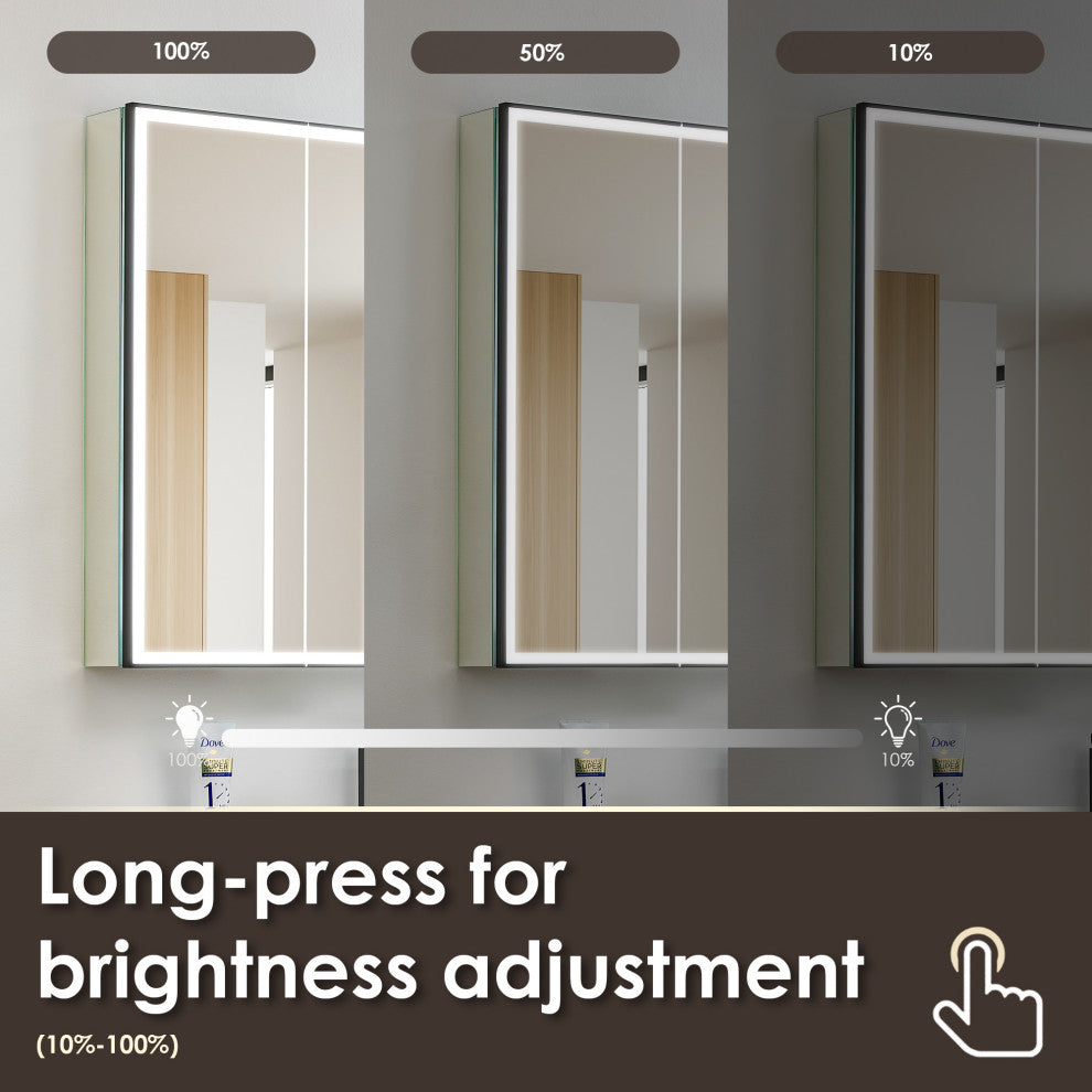 Fenice Surface-Mount/Reccessed LED Lighted Bathroom Medicine Cabinet, 24"
