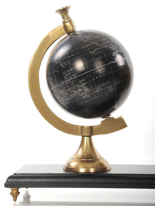 24" X 5.5" X 10.75" Armillery Clock And Globe On Wood Base