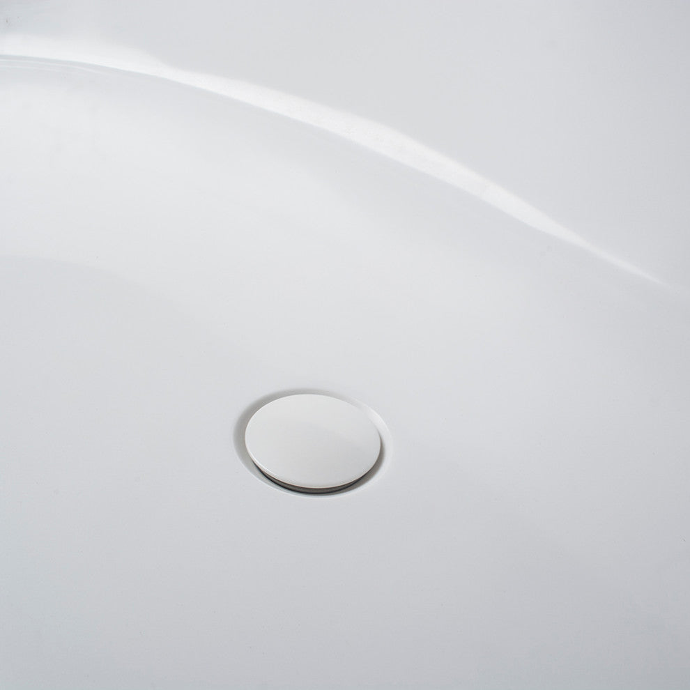 Vanity Art Solid Surface Resin Stone Freestanding Bathtub, Glossy White, 59 in. X 30 in.