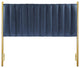 Chloe Contemporary/Glam Headboard, Gold Metal/Blue Velvet